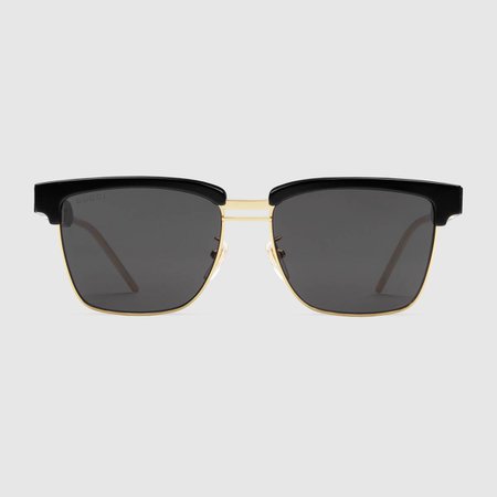 Black Acetate Square Metal And Sunglasses | GUCCI® UK
