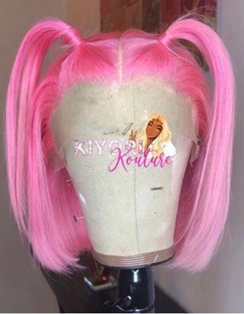 pink straight bob lace wig