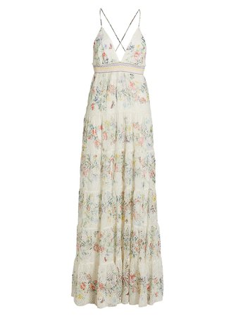 Shop Alice + Olivia Karolina Smocked Tiered Maxi Dress | Saks Fifth Avenue