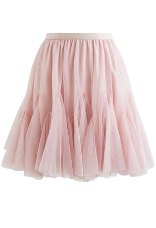 Ruffle Hem Mesh Tulle Mini Skirt in Pink - Retro, Indie and Unique Fashion