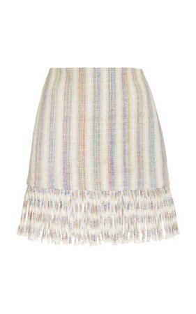 Vichy Fringed Striped Slub Canvas Mini Skirt By Alexis | Moda Operandi