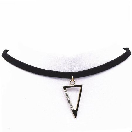 NEW Triangle Crystal Pendant Gold Charm Black Choker Necklace Silver Chain Gift | eBay