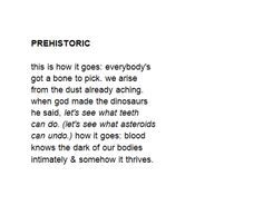 Prehistoric by Keaton St. James poetry poem