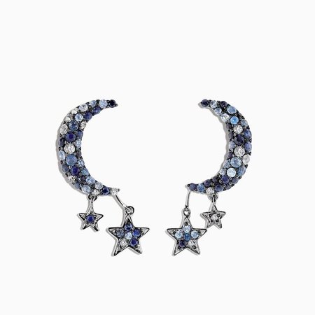 Effy Splash Sterling Silver Blue Sapphire Moon & Star Earrings
