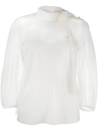 RED Valentino Sheer tie-neck Blouse - Farfetch