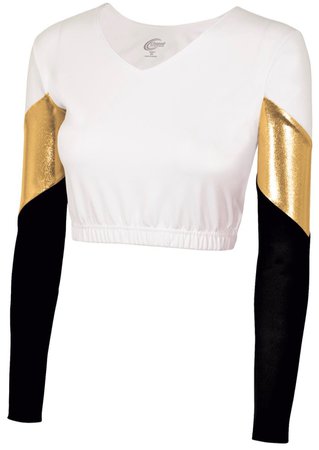 White, Gold, and Black Cheer Top