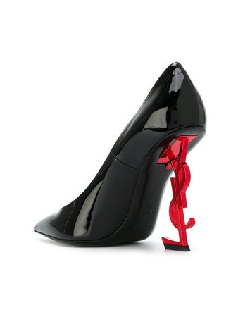 Saint Laurent Black Red Heel Opyum 110 Patent Leather Pumps - Farfetch