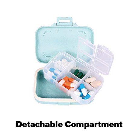 Small Pill Organizer-6 Day Portable Pill Case for Purse BPA Free Food Grade Hard Plastic Material 6-Compartment-Light Blue By Yuan She: Health & Personal Care