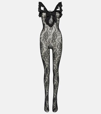 Floral Lace Catsuit in Black - Alessandra Rich | Mytheresa