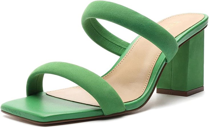 Amazon.com | AREZZO Women's Porcine Double Strap Heeled Sandal, Green, Size 9.5 | Fashion Sneakers