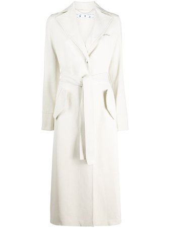 Shop white Off-White "cut here" print trench coat with Express Delivery - Farfetch