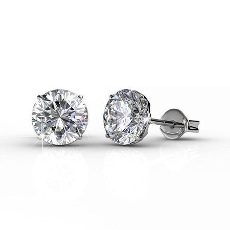 Cate & Chloe - Cate & Chloe Mallory 18k White Gold Stud Solitaire Earrings with Swarovski Crystals, Classic Shiny Round Cut Swarovski Crystals, Wedding Anniversary Fashion Jewelry - Hypoallergenic - MSRP $108 - Walmart.com - Walmart.com