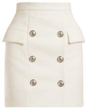 High Waist Tweed Mini Skirt - Womens - White