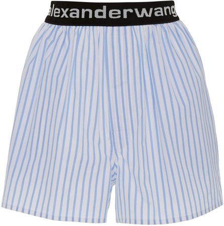 Logo-Embroidered Striped Cotton-Poplin Shorts Size: M