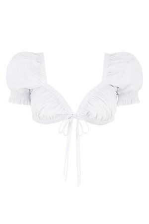 Clothing : Tops : Mistress Rocks 'Tied Up' White Cotton Bralette