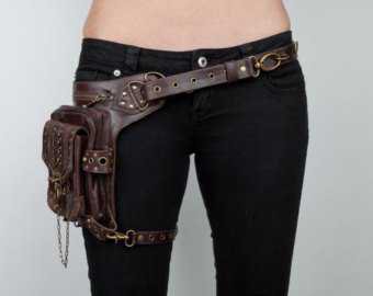 APOCALYPTIC DISTRESS Black Leather Holster Shoulder and Hip