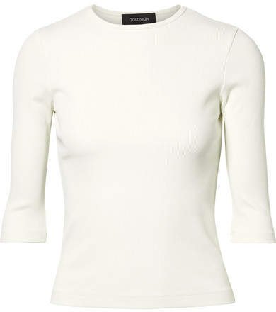 The Rib Stretch Cotton-blend Jersey Top - Ivory