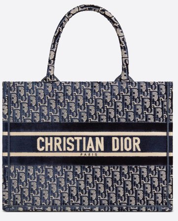 Navy Blue Christian Dior Tote Bag