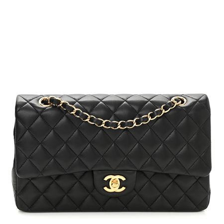 CHANEL Lambskin Quilted Medium Double Flap Black 1148865 | FASHIONPHILE