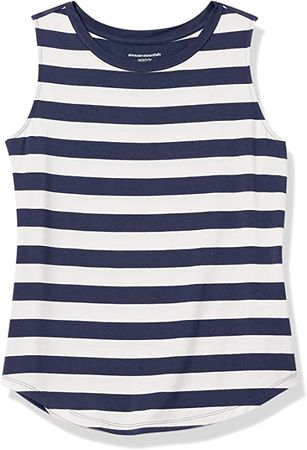 Amazon.com: Amazon Essentials Women's Relaxed-Fit Sleeveless Muscle Tank Top, Navy/Ivory, Stripe, Medium : Clothing, Shoes & Jewelry