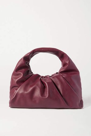 The Shoulder Pouch Gathered Leather Bag - Burgundy