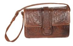 Vintage Tooled Leather Shoulder Bag