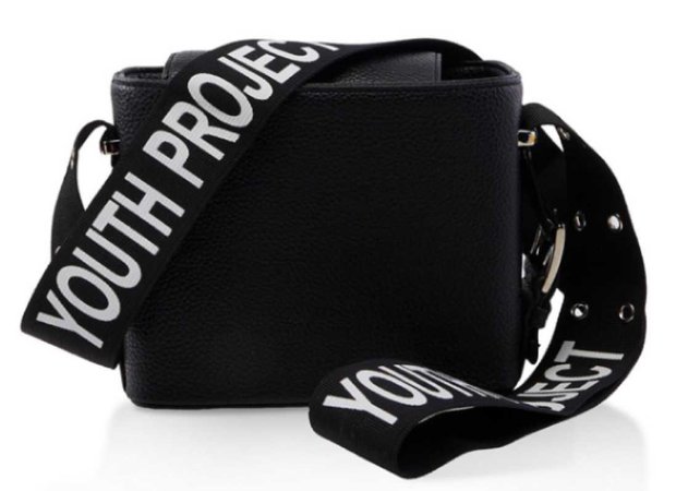black thick white lettered strap.
