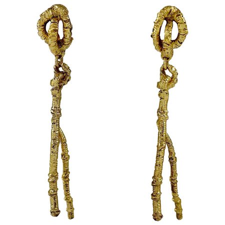 Vintage CHRISTIAN LACROIX Coiled Knotted Wire Rigid Dangling Earrings For Sale at 1stdibs