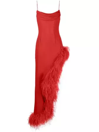 Alessandra Rich feather-embellished Silk Gown - Farfetch