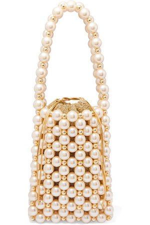 Vanina | Sicilia faux pearl and gold-tone beaded tote | NET-A-PORTER.COM