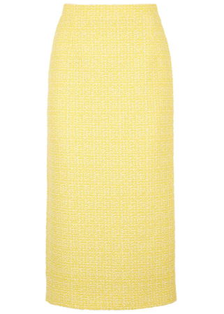 Alessandra Rich Yellow Tweed Pencil Skirt