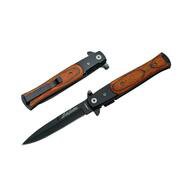 Stiletto Style Folding Knife Black Handles - J&L Self Defense Products