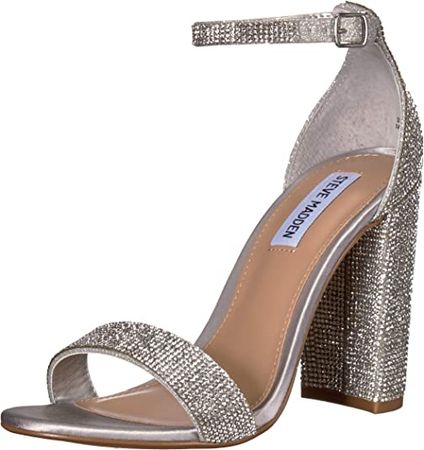 Amazon.com | Steve Madden Women's Carrson Heeled Sandal, Crystal, 8 | Heeled Sandals