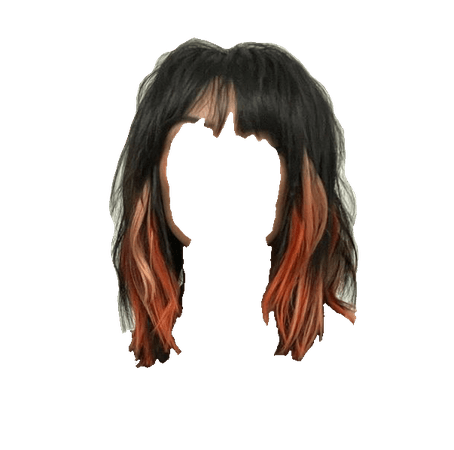 black hair orange red streaks
