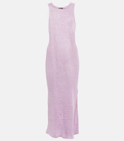 Satin Trimmed Midi Dress in Purple - Tom Ford | Mytheresa