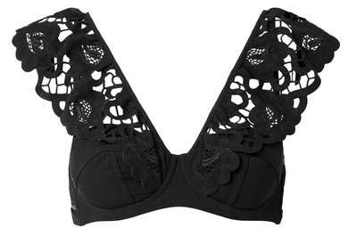 Daize Lace-trimmed Underwired Bikini Top - Black