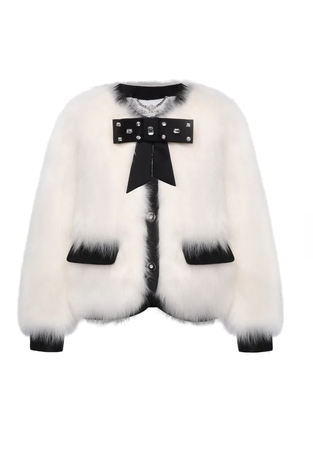 ozlana The Ritz Detachable Collar Fox Fur Jacket (CREAM)