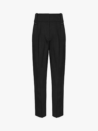 Reiss Lennox Wide Band Tapered Trousers, Black at John Lewis & Partners