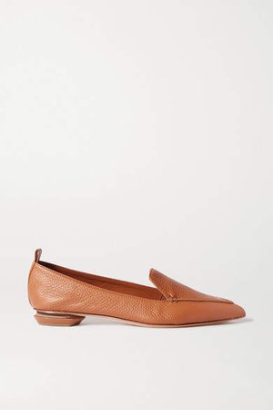 Beya Textured-leather Loafers - Tan