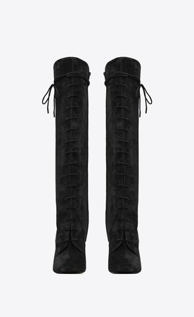 saint laurent velvet black boots shoes