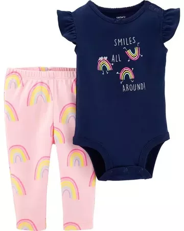 Baby Girl 2-Piece Rainbow Bodysuit Pant Set | Carters.com