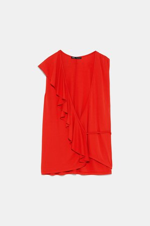 RUFFLED WRAP TOP - TOPS-WOMAN | ZARA United States red