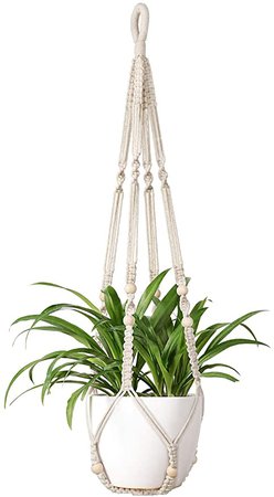 Amazon.com: Mkono Macrame Plant Hangers Indoor Hanging Planter Basket with Wood Beads Decorative Flower Pot Holder Cotton Rope No Tassels for Indoor Outdoor Home Decor, 35 Inch: Garden & Outdoor