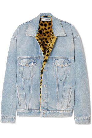 Balenciaga | Oversized leopard-print faux-fur trimmed denim jacket | NET-A-PORTER.COM