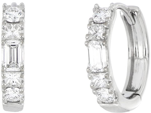 Gatsby Baguette Diamond Huggie Hoop Earrings