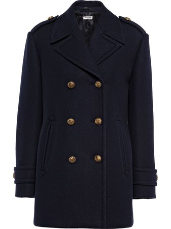 Shop Miu Miu double-breasted wool coat with Express Delivery - FARFETCH
