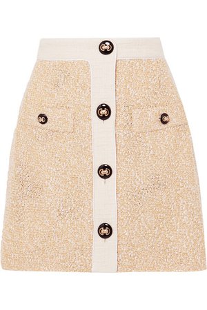Alessandra Rich | Button-embellished metallic bouclé-tweed mini skirt | NET-A-PORTER.COM