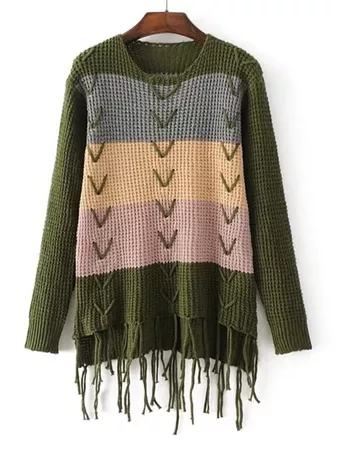 fringed green sweater - Google Search