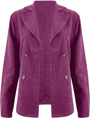 Amazon.com: BLShaoJ Women's Button Lapel Corduroy Jacket Work Office Casual Pocket Coat Solid Color Thickened Cardigan : Sports & Outdoors