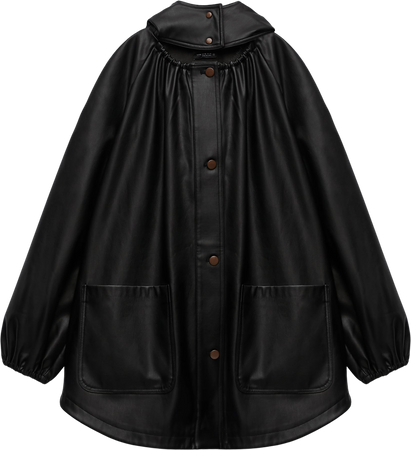 black faux lather parachute jacket Zara